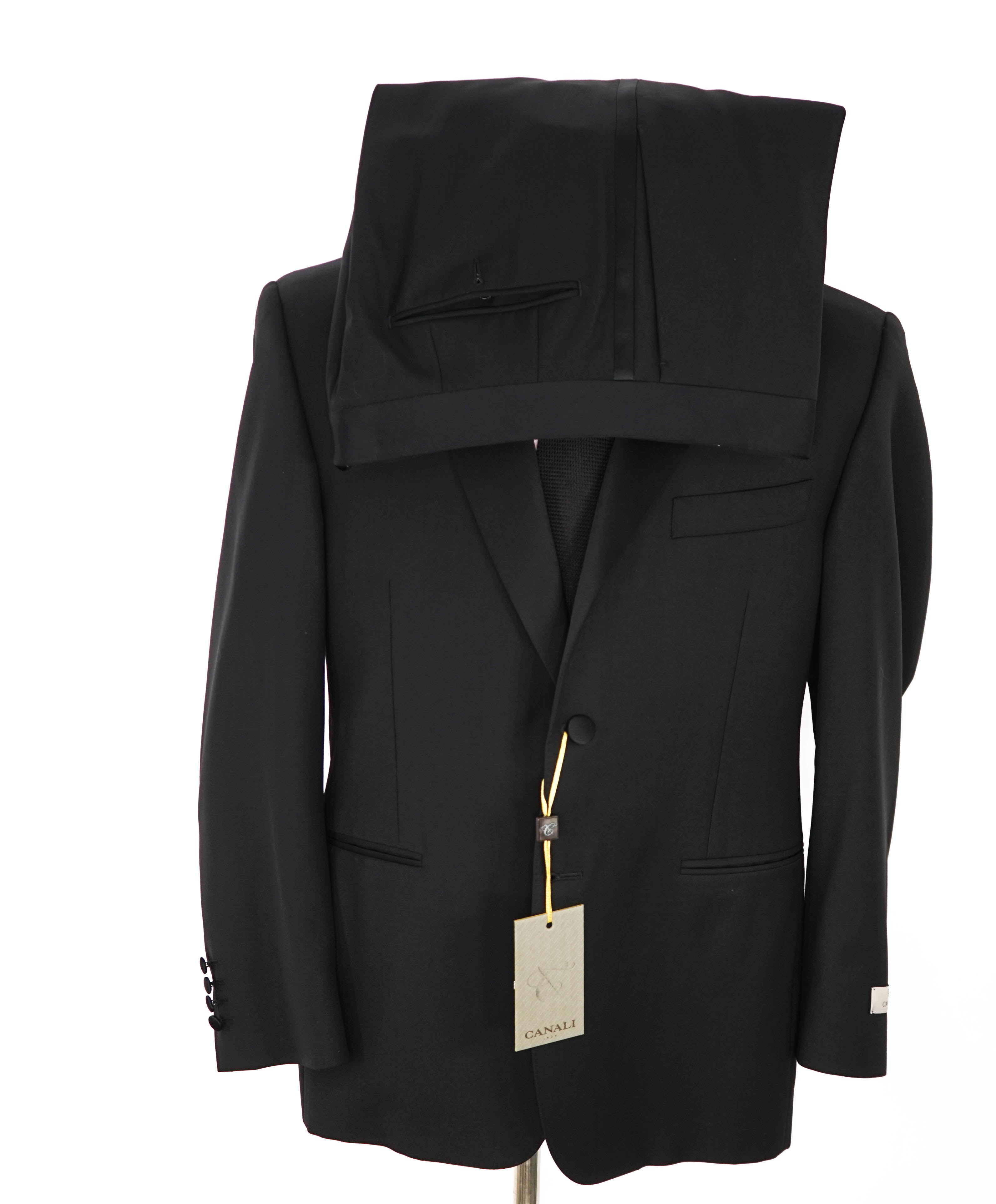 CANALI - Black *CLOSET STAPLE* Notch Lapel Tuxedo Suit - 44S