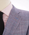 $1,895 CANALI - Baby Blue / Burgundy Wool/Silk/Linen Blazer - 42L