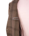 $1,295 ELEVENTY -Brown Check Double Breasted LINEN/COTTON Blazer- 40 (50 EU)