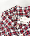 $395 ELEVENTY - Classic Check Soft LINEN Red Button Dress Shirt - M