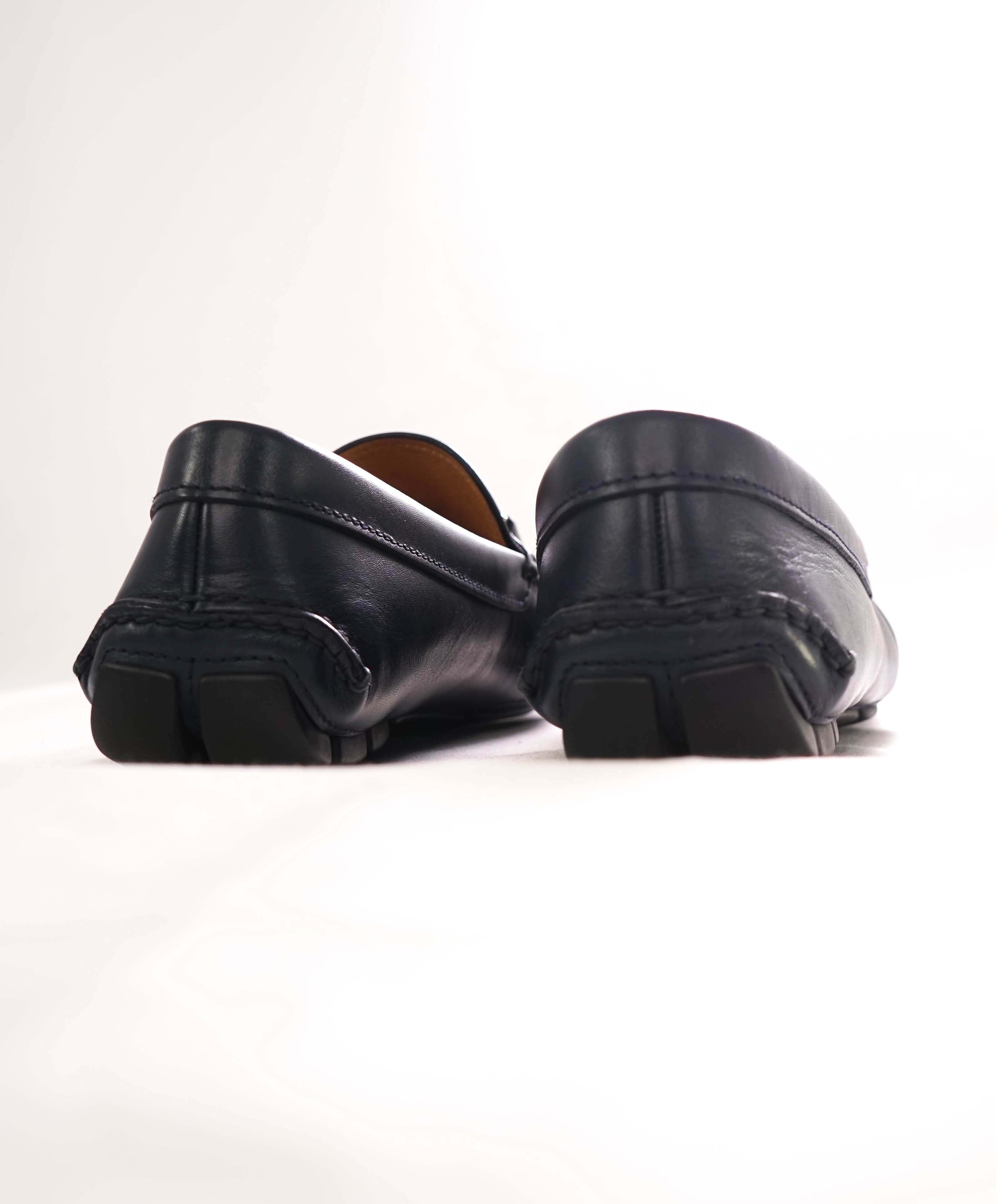 $895 PRADA - Navy Blue Slip On Logo Vamp Loafer - 8.5 US (7.5 Prada)