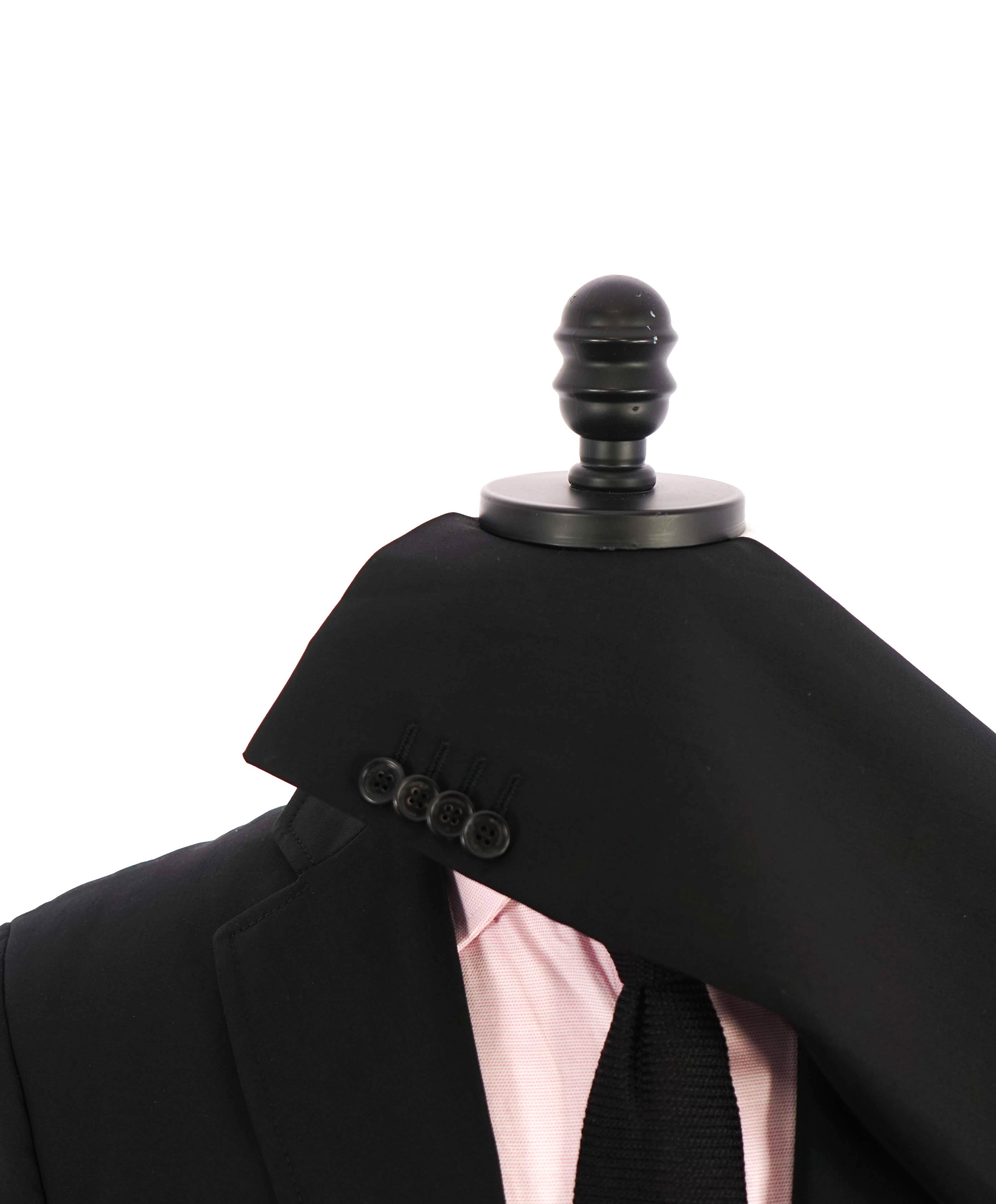 $1,675 BALLY - Black Classic Pick Stitch Wool Blazer Blazer - 42R