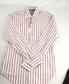 $395 ELEVENTY - Red/White *Button Collar* Stripe Dress Shirt - M