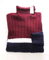 $495 ELEVENTY - *Pure Wool* Burgundy/Navy/White Turtleneck Ribbed Sweater - M