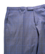 HUGO BOSS - Prince Of Wales Check Blue/Gray Flat Front Dress Pants - 37W