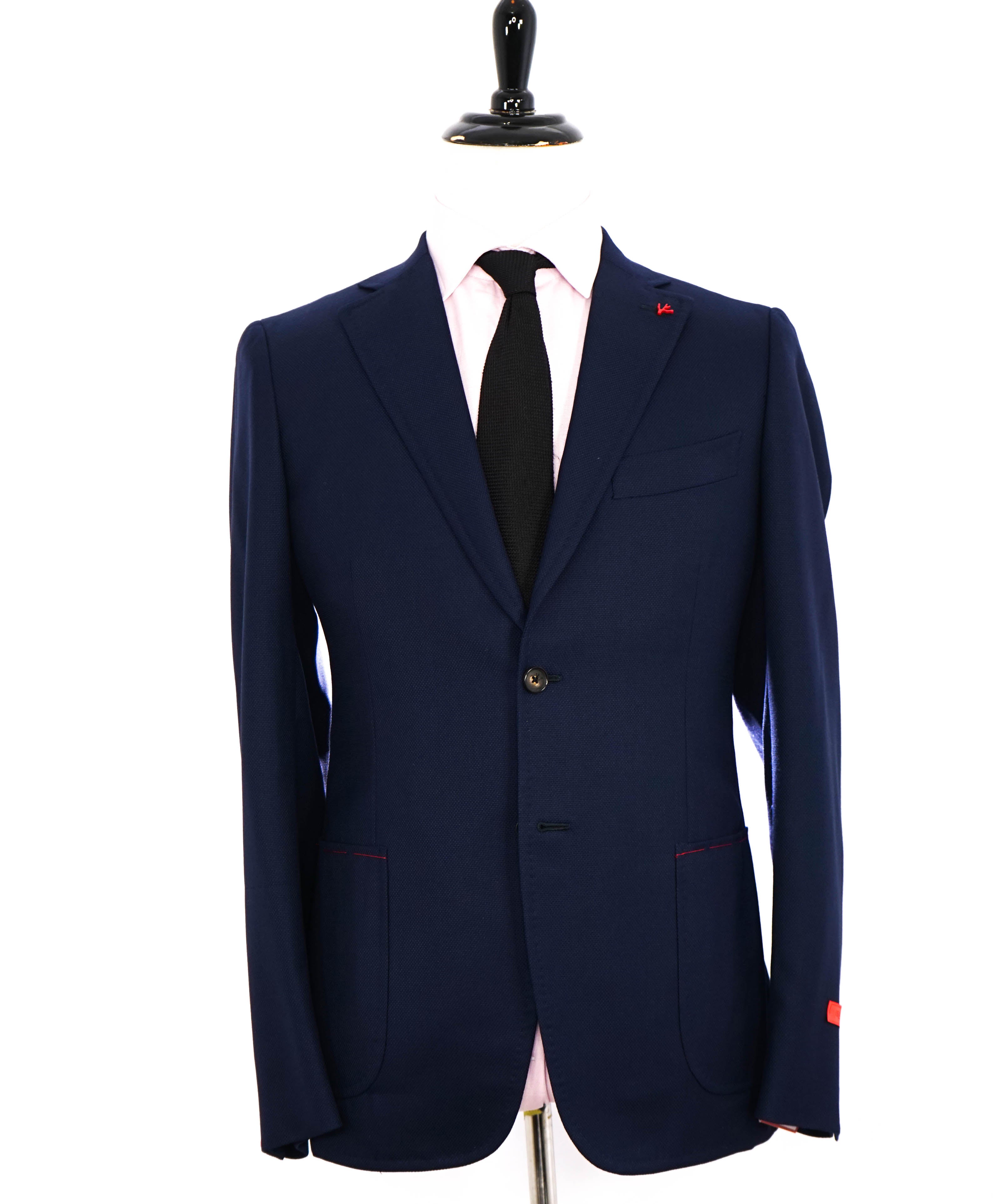 $3,295 ISAIA - "CORTINA" Navy Patch Pocket Textured Blazer - 42R