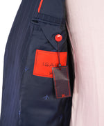 $4,495 ISAIA - Blue "BASE SANITA" Chalk Stripe Coral Pin Suit - 38R