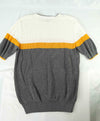$395 ELEVENTY - Ivory/Yellow/Gray Crewneck Premium Short Sleeve Sweater - M