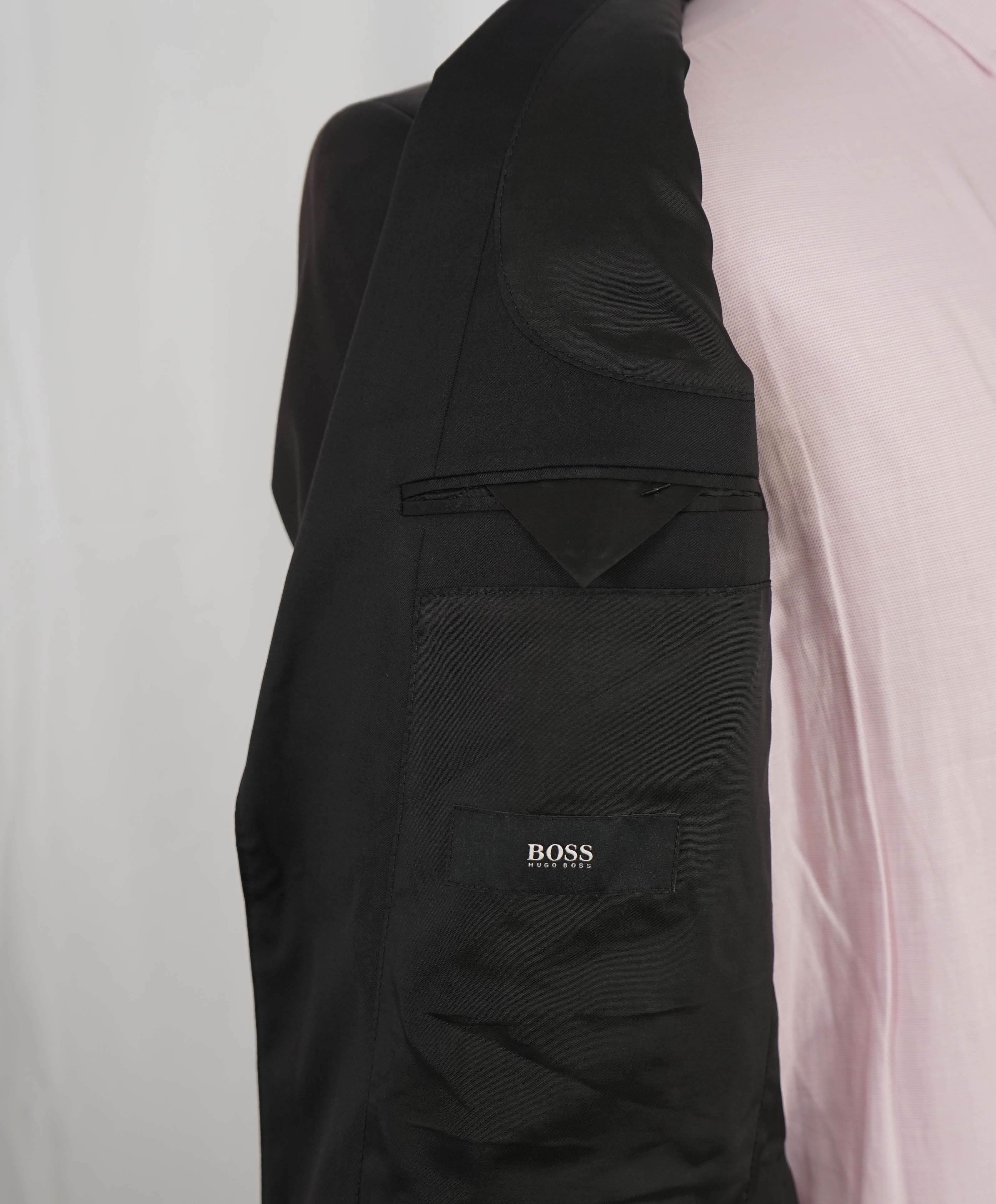 HUGO BOSS - "GUABELLO" Italian Fabric Solid Black SLIM Blazer 1-Pc - 38R