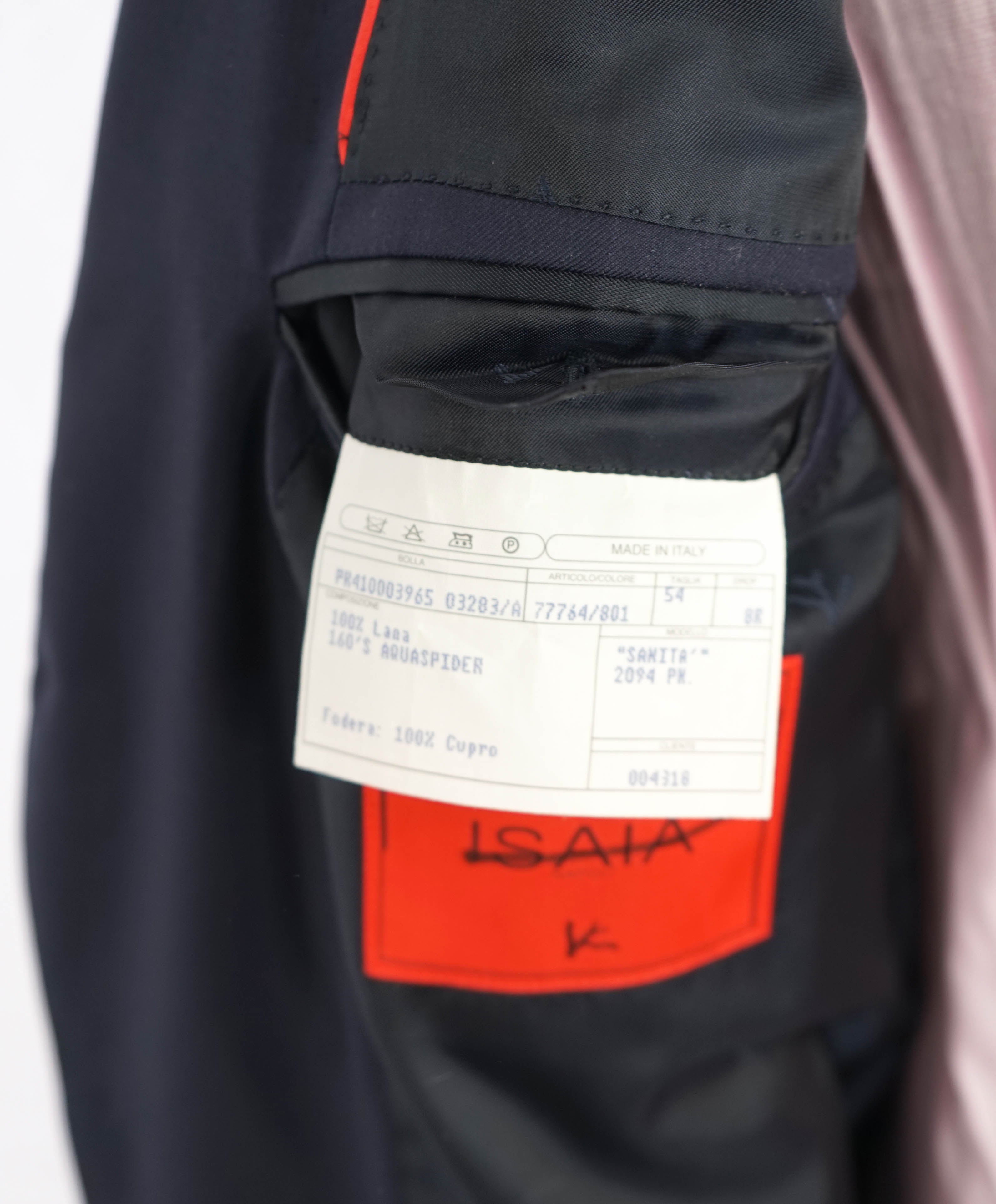 $3,750 ISAIA - Navy "SANITA 160's" *CLOSET STAPLE* Coral Pin Suit - 44R