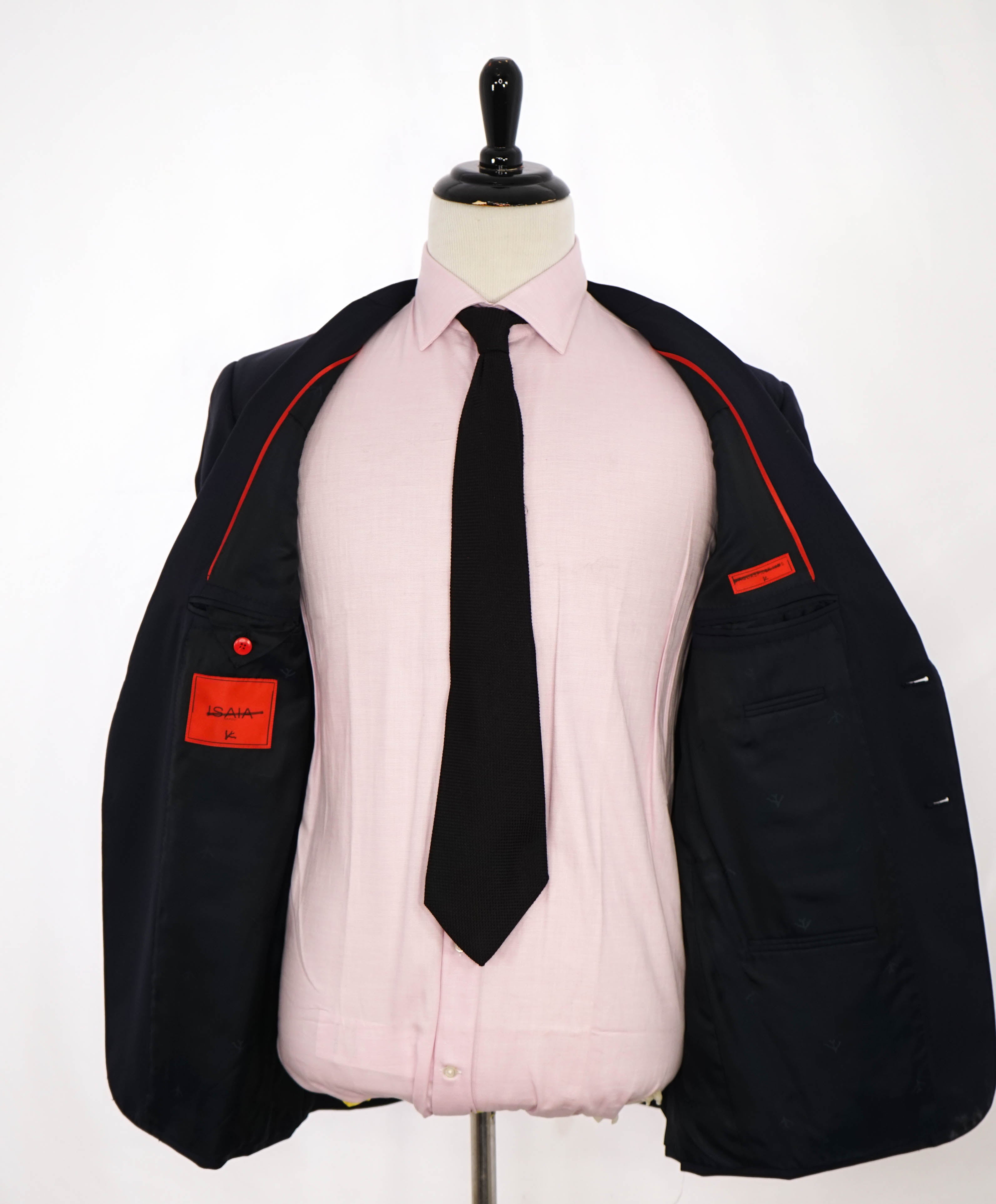 $3,750 ISAIA - Navy "SANITA 160's" *CLOSET STAPLE* Coral Pin Suit - 44R