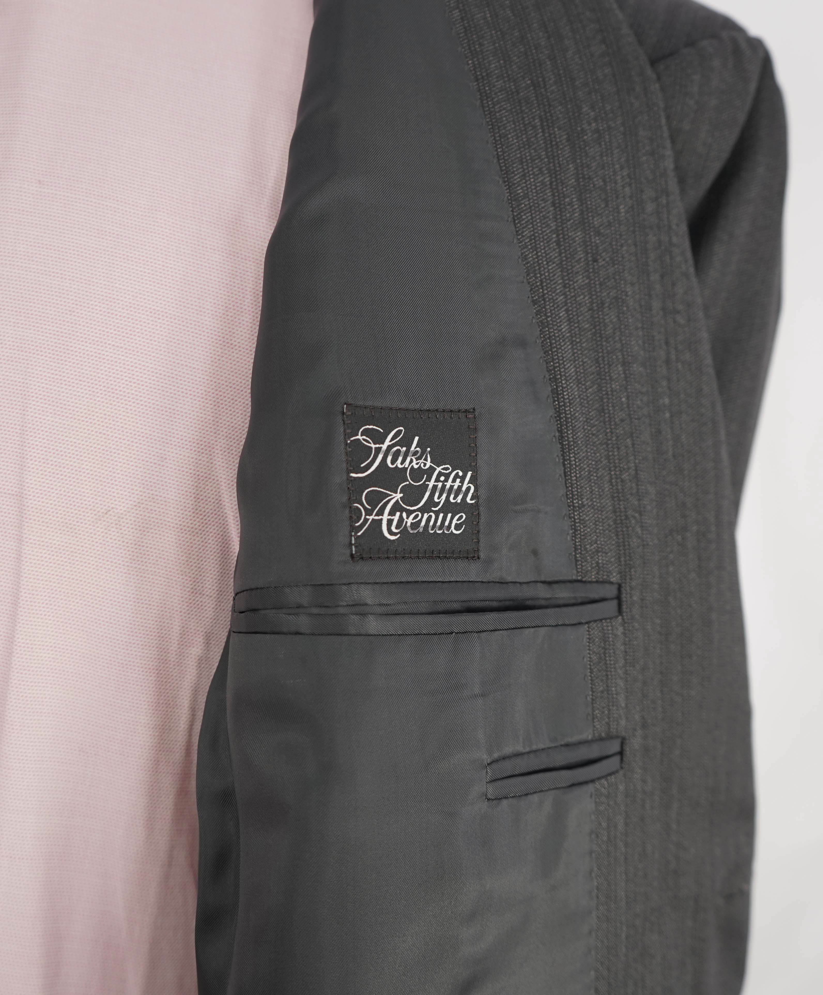 $1,895 CANALI - Medium Gray Tonal Stripe Double Vent Wool Blazer - 46R