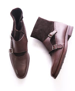PHINEAS COLE - Double Monk Strap Leather Zip Ankle Boot Made In Italy- 8.5 US