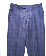 SAKS FIFTH AVE - Blue Check Plaid Wool MADE IN ITALY Flat Front Dress Pants - 38W