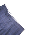 SAKS FIFTH AVE - Blue Check Plaid Wool MADE IN ITALY Flat Front Dress Pants - 32W