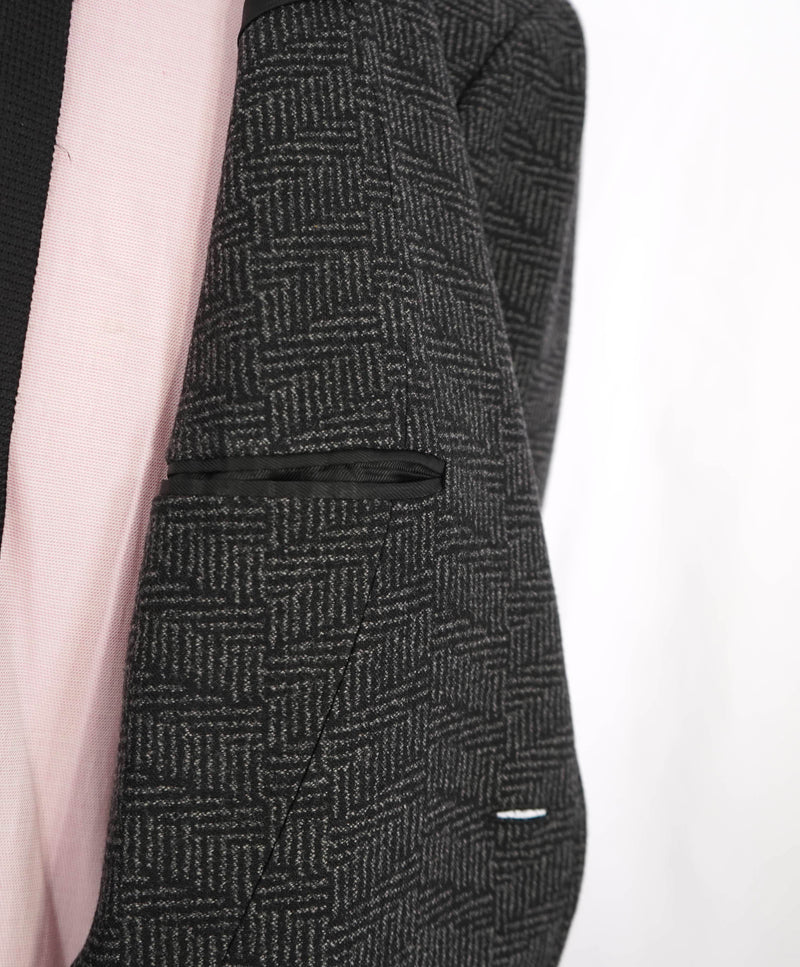 $2,395 CANALI - "KEI" Gray Abstract Subtle Check Wool Topcoat Coat - 48R