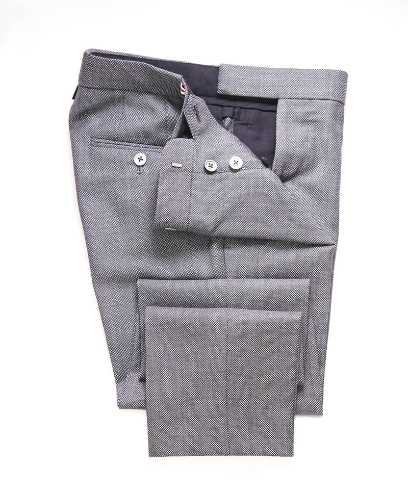 THOM BROWNE - Gray Birdseye Side Stripe Backstrap Dress Pants "Sz 0" - 30W