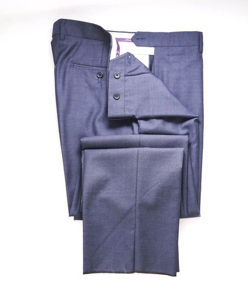 SAKS FIFTH AVE - Steel Blue Wool MADE IN ITALY Flat Front Dress Pants - 36W