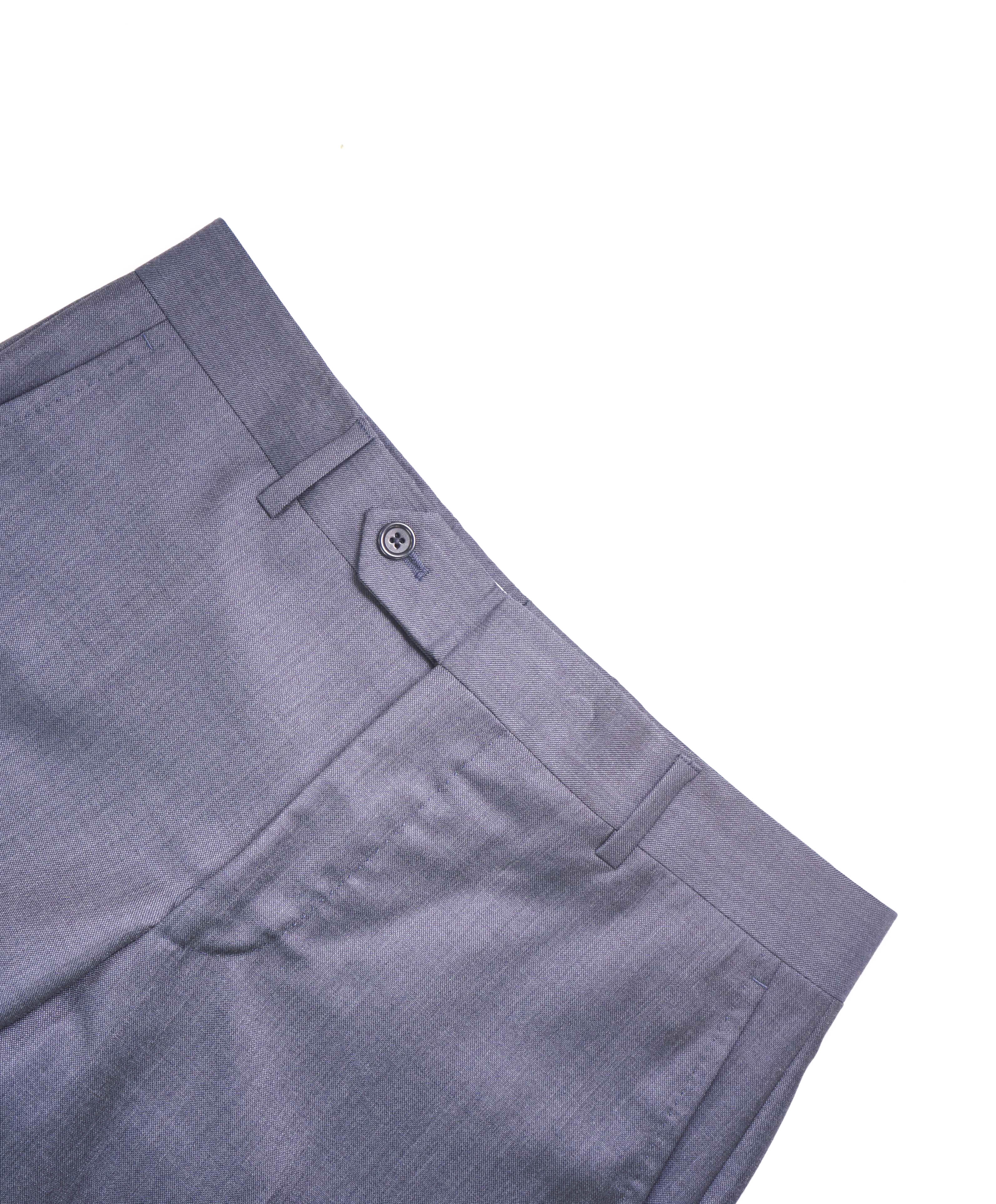 SAKS FIFTH AVE - Steel Blue Wool MADE IN ITALY Flat Front Dress Pants - 36W