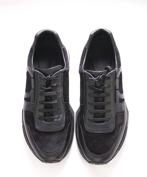 $995 SALVATORE FERRAGAMO - *GANCINI* Black/Metallic Sneaker - 10 US