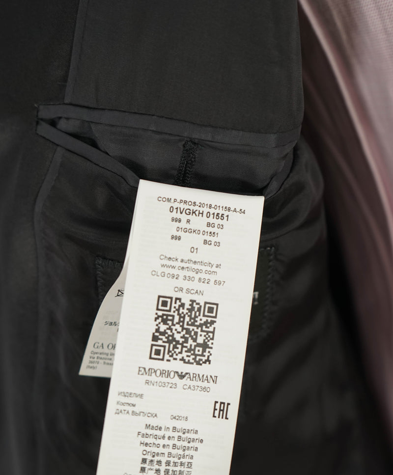 $1,995 EMPORIO ARMANI - “G LINE” 1-Btn Peak Lapel 130's Tuxedo Suit - 44S