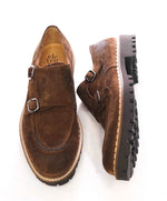 $795 ELEVENTY - Brown Monk Strap Loafers Distressed Brown Suede - 9 US (42EU)