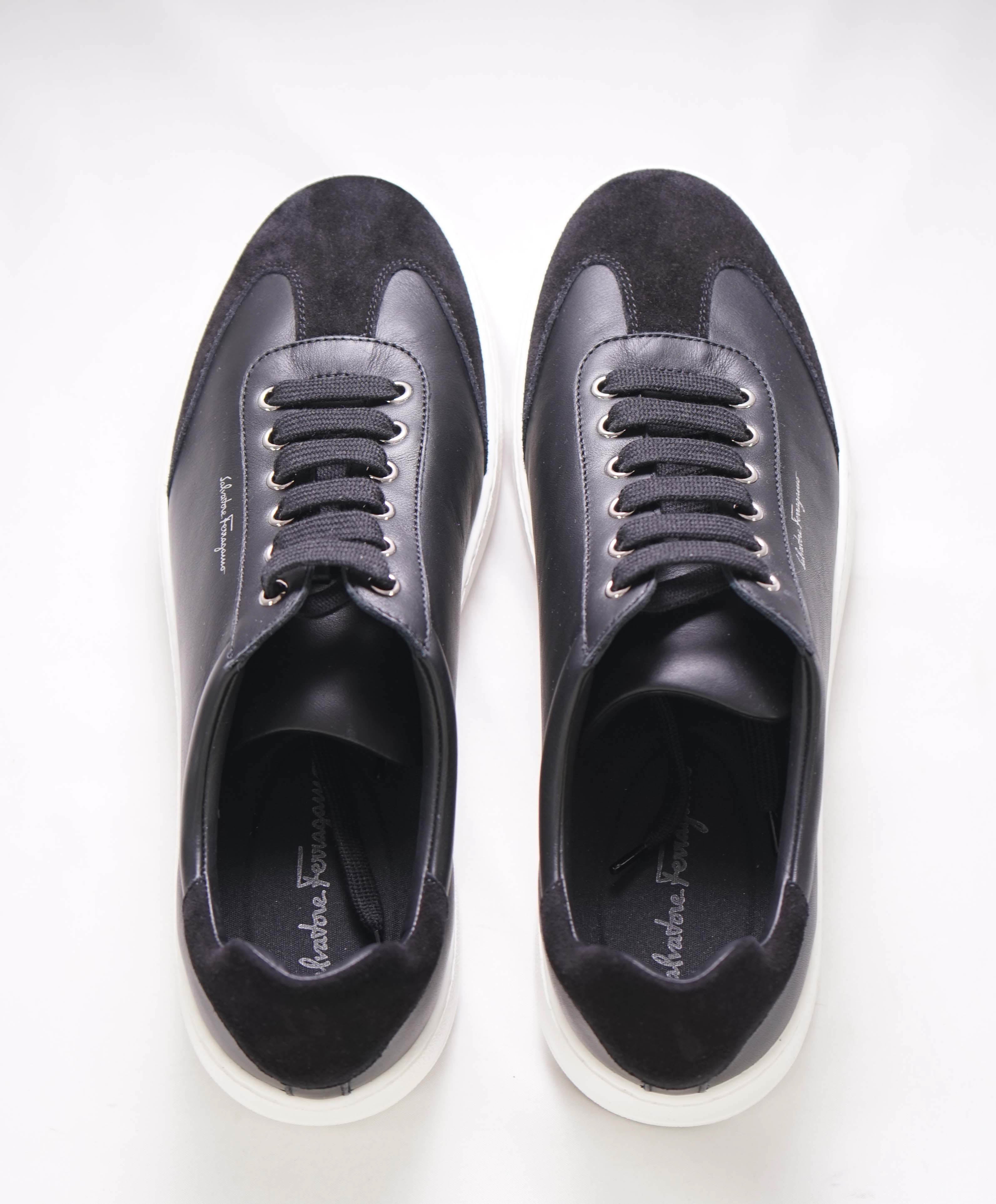 $695 SALVATORE FERRAGAMO - *PADEL* White/Black Gancini Sneaker - 9 M US