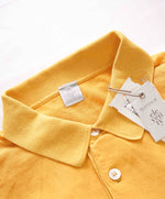 $345 ELEVENTY - Yellow Cotton MOP Button Pique Polo Shirt - Large