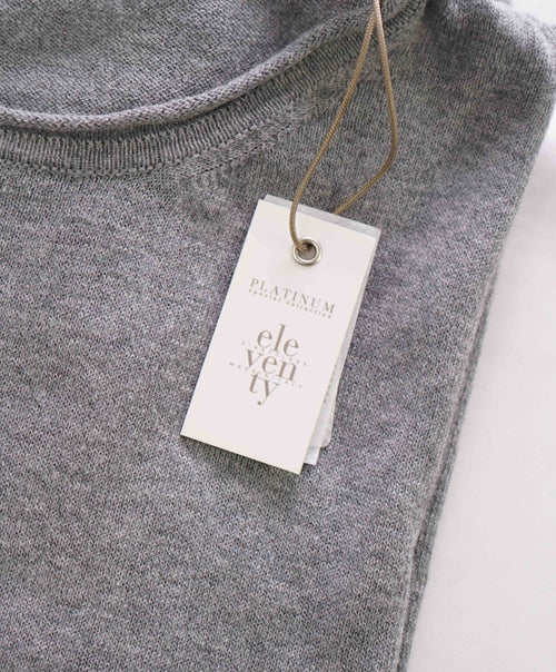 $395 ELEVENTY - Gray  Crewneck Premium Short Sleeve Sweater - M