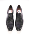 $800 SALVATORE FERRAGAMO - Cap-Toe Gancini Logo Black Leather Oxford - 8 US