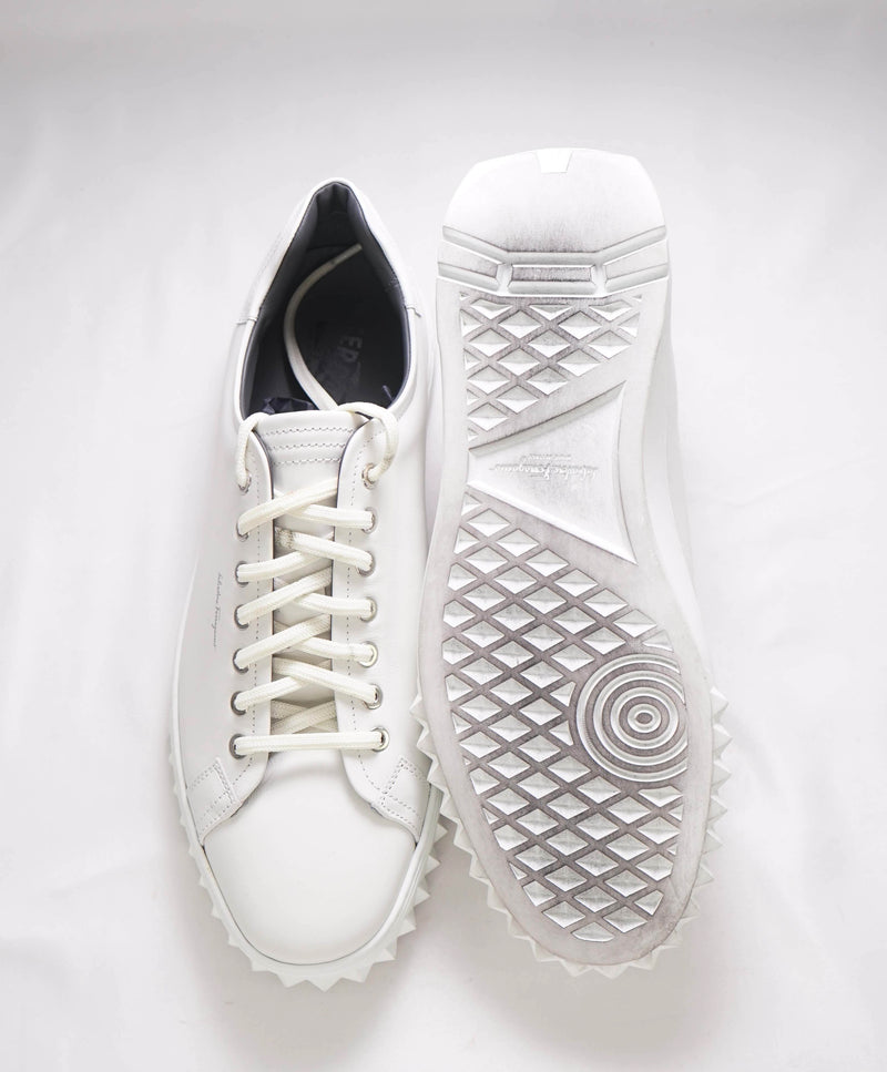 $750 SALVATORE FERRAGAMO - *Rhinoceros* White Gancini Sneaker - 10 US