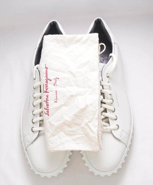 $750 SALVATORE FERRAGAMO - *Rhinoceros* White Gancini Sneaker - 10 US