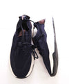 $995 ELEVENTY - Navy Blue Knit LOGO Brown Suede Slip On Sneaker - 11 US (44EU)