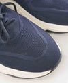 $995 ELEVENTY - Navy Blue Knit LOGO Brown Suede Slip On Sneaker - 11 US (44EU)