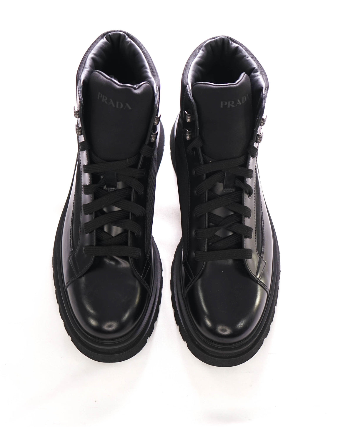 Prada Mens Combat Hiking Boots US8.5 UK 7.5 Brown Leather Lug Sole Hook Eye Lace Prada Men main image 2