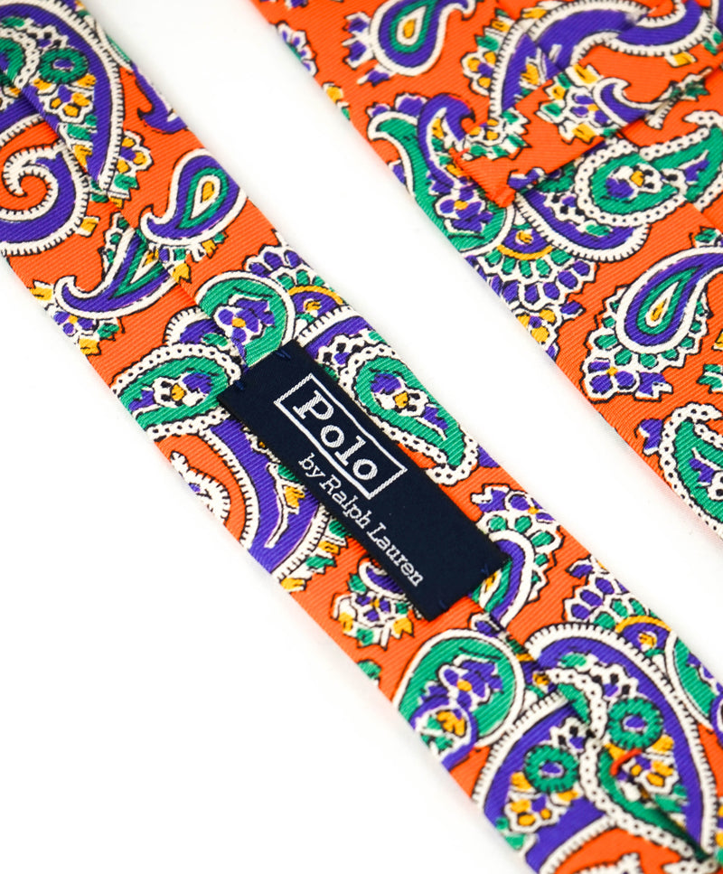 $140 POLO RALPH LAUREN - 'Hand Made In Italy' Orange Paisley - Tie