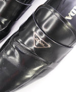 $950 PRADA - Black Patent Leather LOGO Loafers - 9.5 US (8.5 Prada)