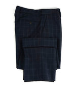 TODD SNYDER - Blue / Gray Check Flat Front Wool Dress Pants - 32W