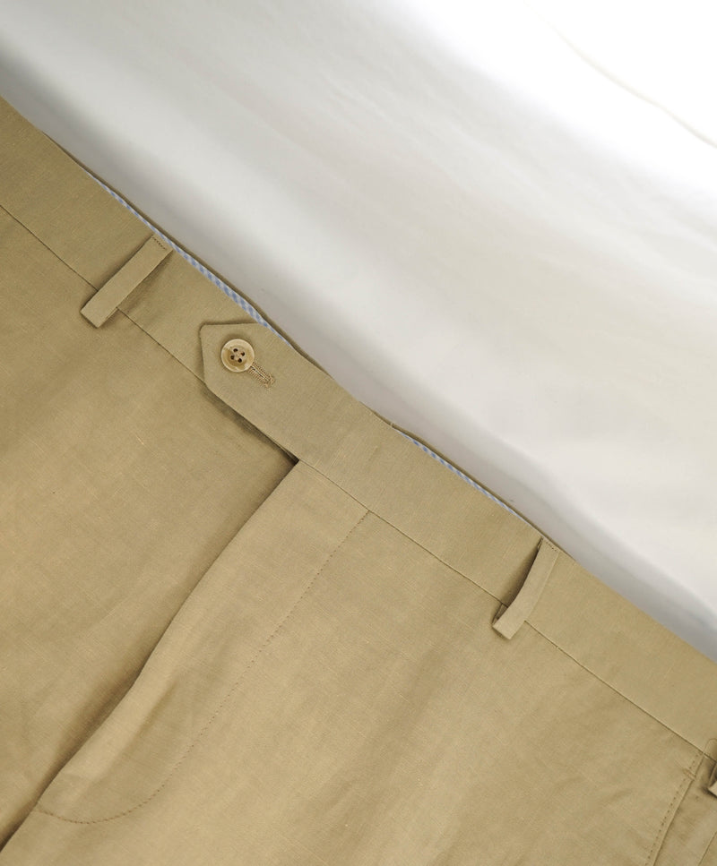 SAKS FIFTH AVE by SAMUELSOHN-  Linen & Silk Beige Flat Front Pants - 40W