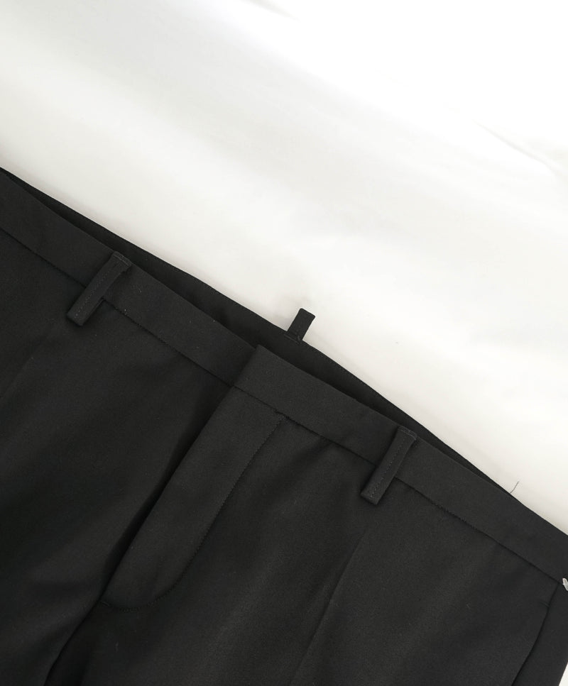 DSQUARED2 LONDON - Black Flat Front Slim Pants With Logo Plaque- 40W (56 EU)