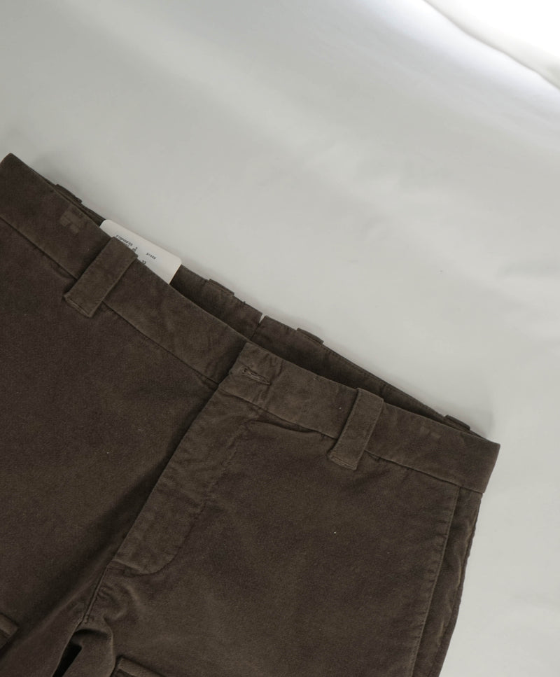 $495 ELEVENTY -Brown Cotton/Elastane "VELVET" Chino Cargo Slim Pants- 33W