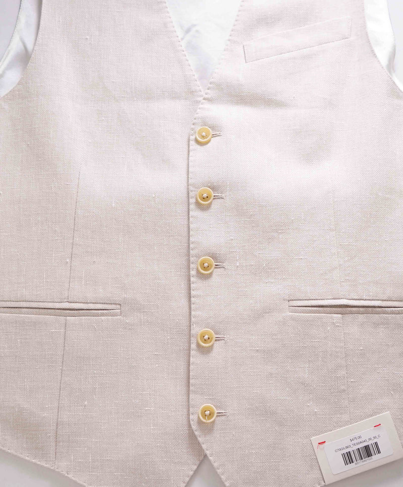 $475 ELEVENTY - *COTTON / LINEN* Textured Weave Waistcoat Vest - 40R