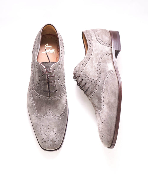 $1,050 CHRISTIAN LOUBOUTIN - Scalloped Gray Suede Oxfords - 8 US (41)