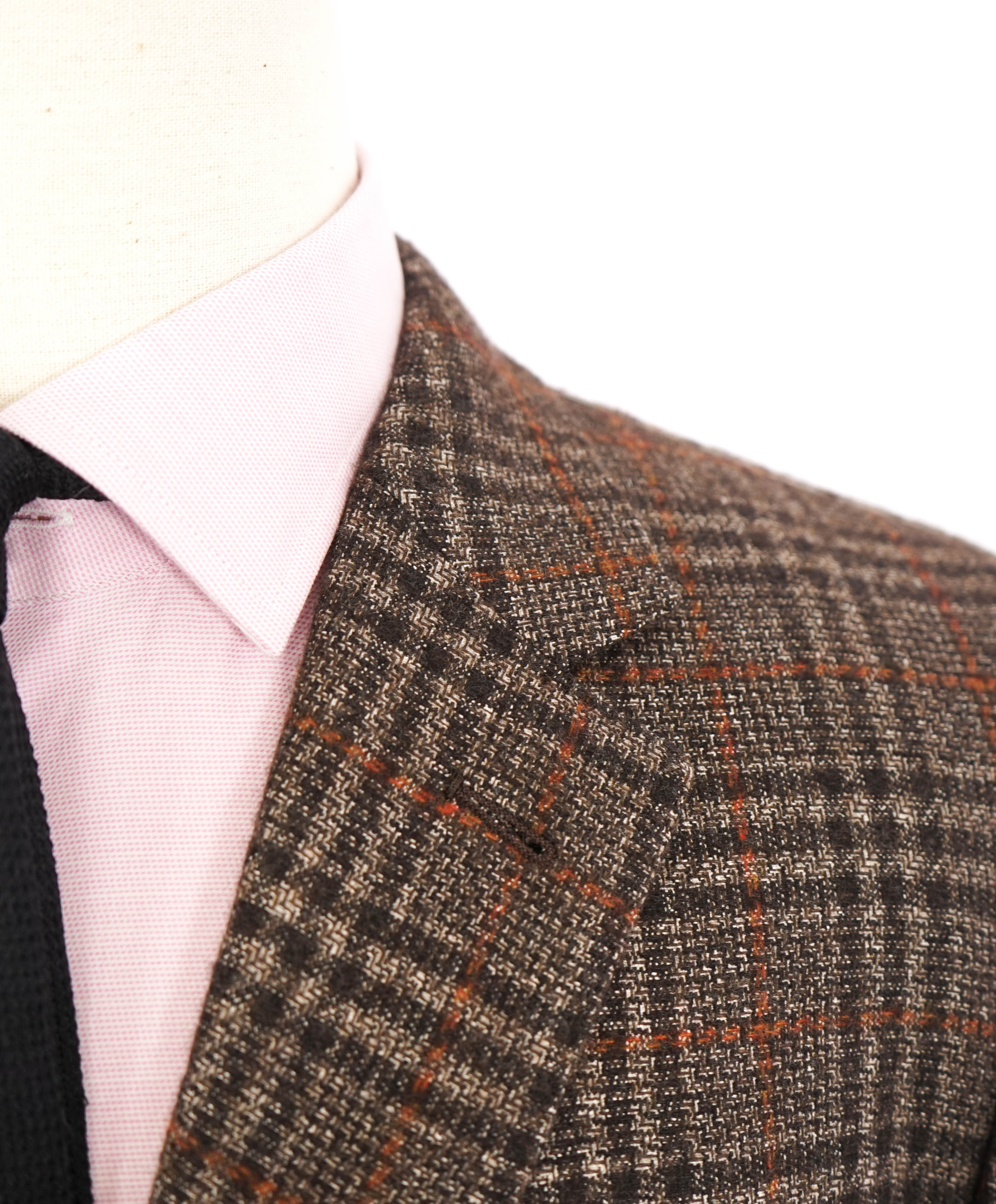 $4,650 ERMENEGILDO ZEGNA- "ZERO WEIGHT" Cashmere/Silk Brown Check Blazer- 44R