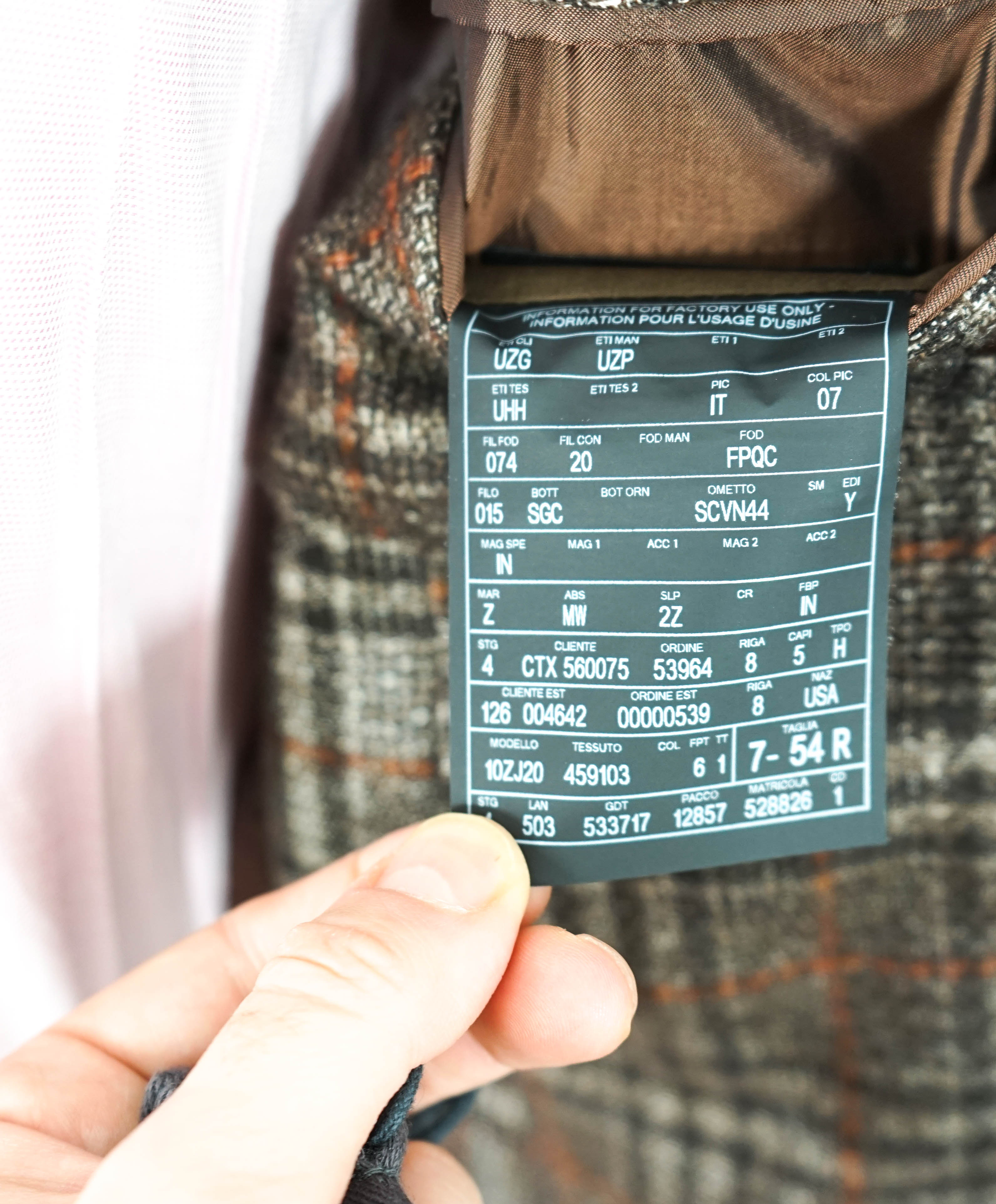 $4,650 ERMENEGILDO ZEGNA- "ZERO WEIGHT" Cashmere/Silk Brown Check Blazer- 44R