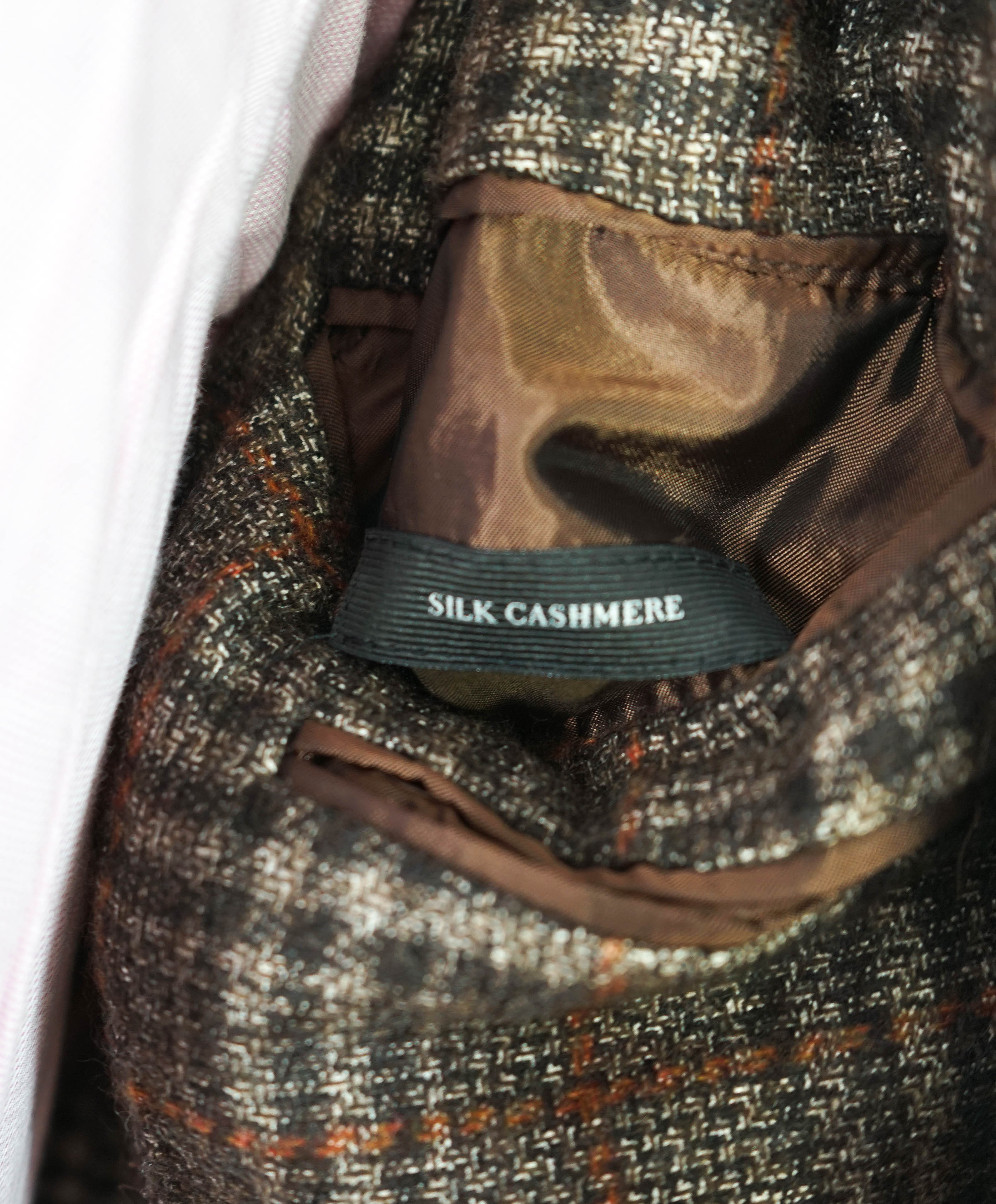 $4,650 ERMENEGILDO ZEGNA- "ZERO WEIGHT" Cashmere/Silk Brown Check Blazer- 44R