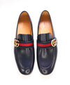 $1,050 GUCCI - "MARMONT" Navy GG Web Detail Leather Loafers - 8.5US (8G)