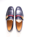 $1,050 GUCCI - "MARMONT" Navy GG Web Detail Leather Loafers - 8.5US (8G)