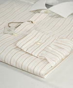 $395 ELEVENTY - Neutral/White *Wide Spread Contrast Collar* Button Dress Shirt - M