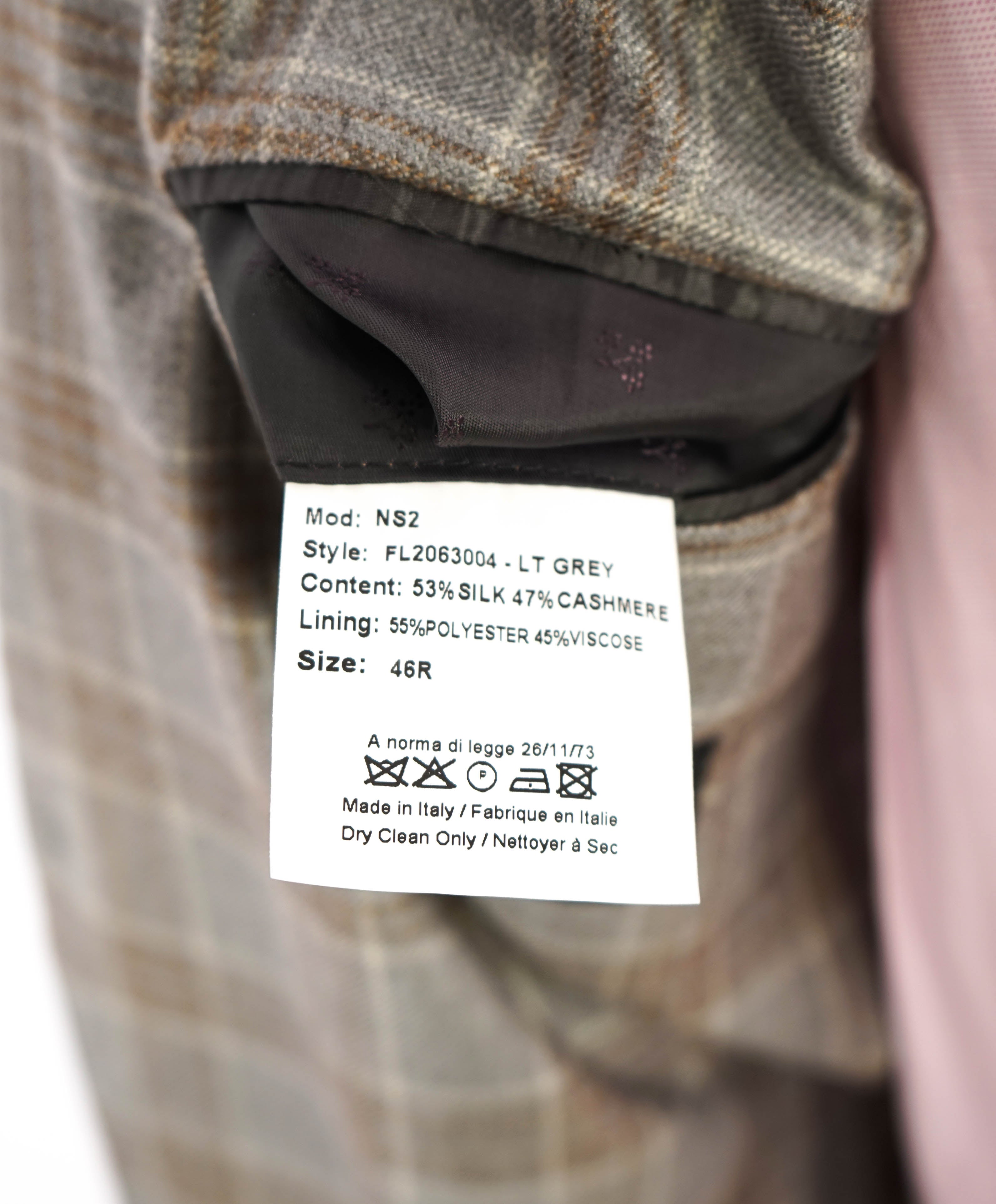 LORO PIANA -"SUNSET" For SAKS 5TH AVE CASHMERE/Silk Check Blazer- 46R